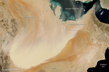 Sandstorm dækker den arabiske halvø