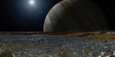 Jupitermånen Europa's isdækkede overflade